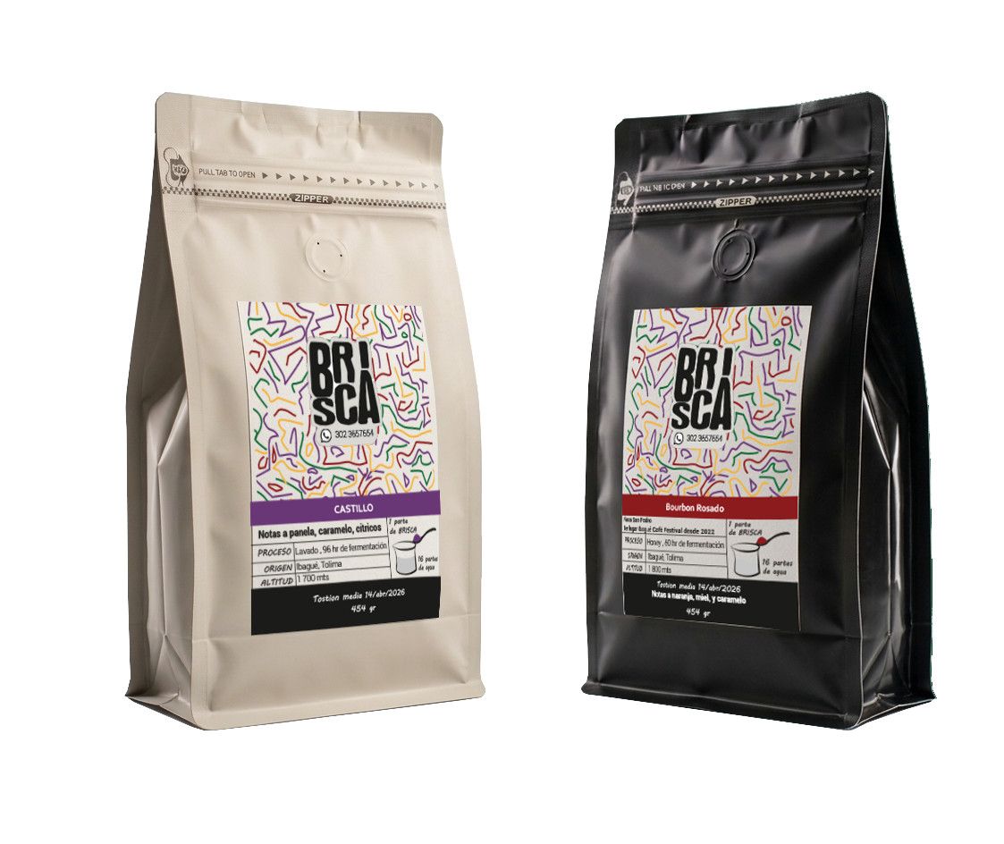 Bolsas de café BRISCA, referencias Castillo y Bourbon Rosado